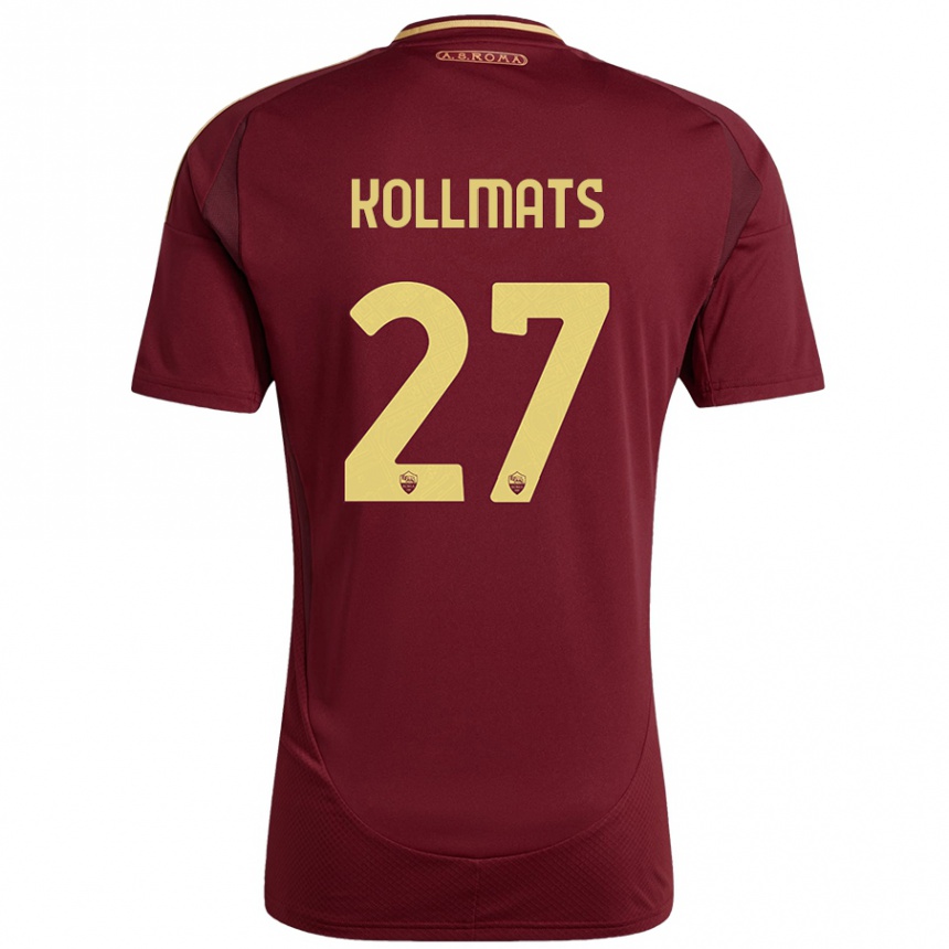 Kids Football Beata Kollmats #27 Red Brown Gold Home Jersey 2024/25 T-Shirt Uk