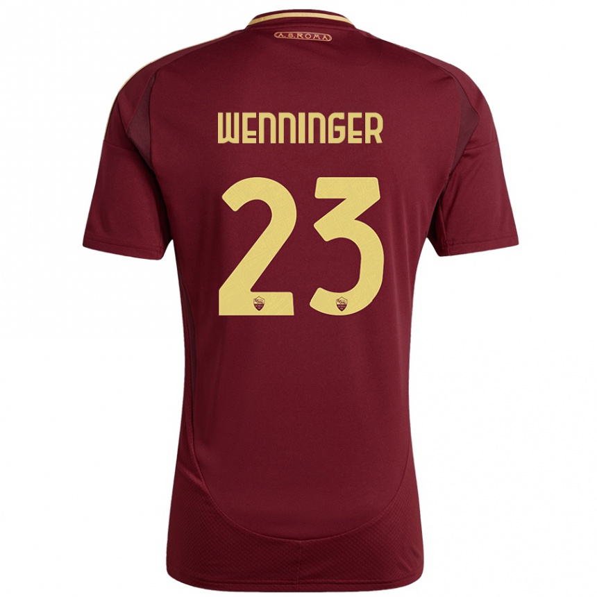 Kids Football Carina Wenninger #23 Red Brown Gold Home Jersey 2024/25 T-Shirt Uk