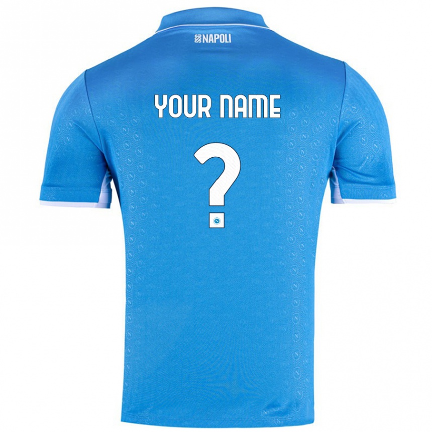 Kids Football Your Name #0 Sky Blue Home Jersey 2024/25 T-Shirt Uk