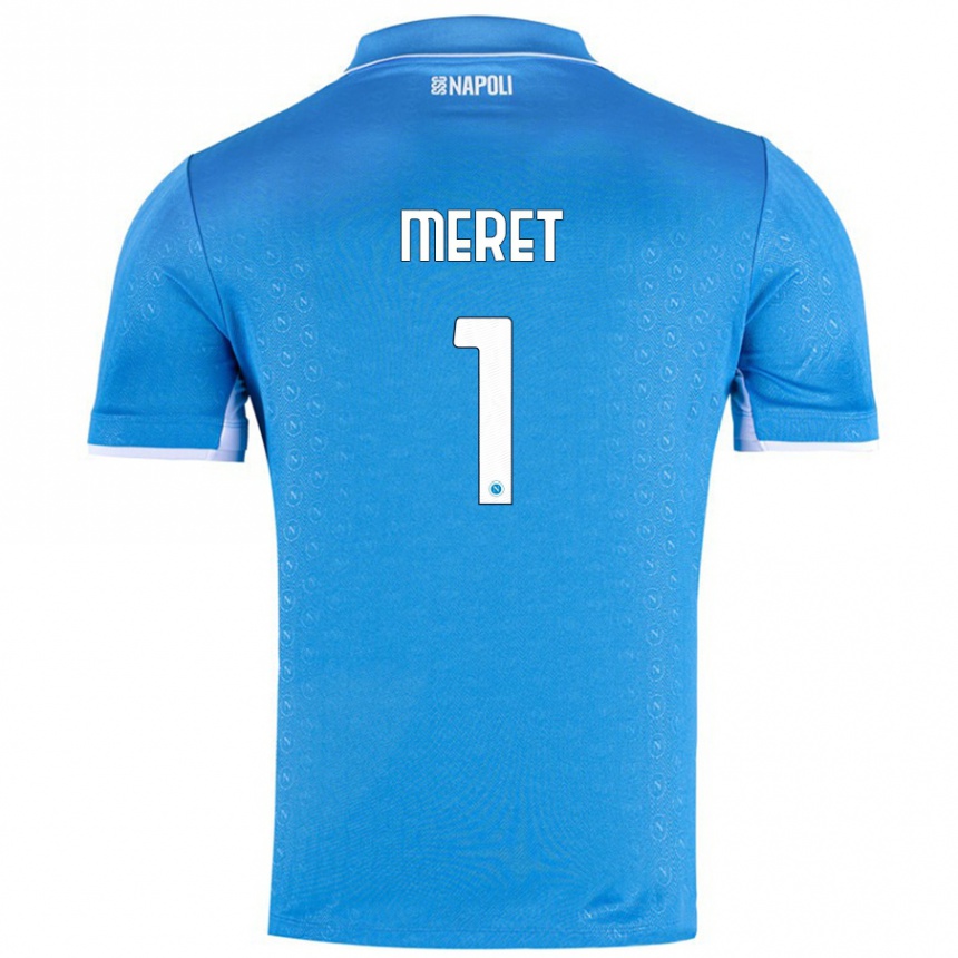 Kids Football Alex Meret #1 Sky Blue Home Jersey 2024/25 T-Shirt Uk