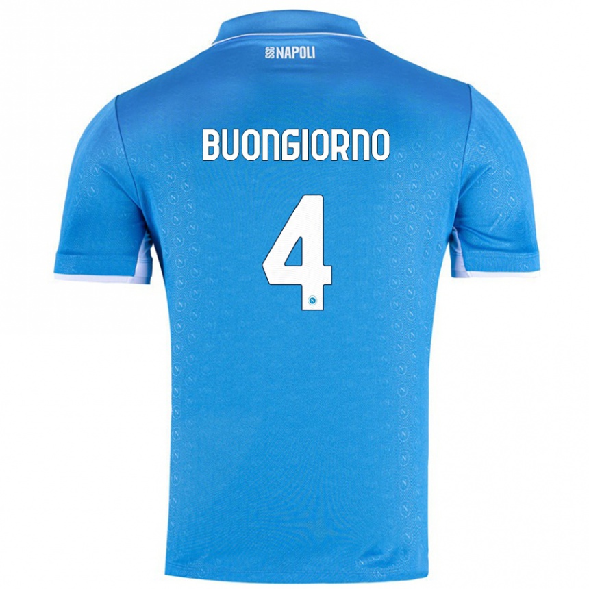 Kids Football Alessandro Buongiorno #4 Sky Blue Home Jersey 2024/25 T-Shirt Uk