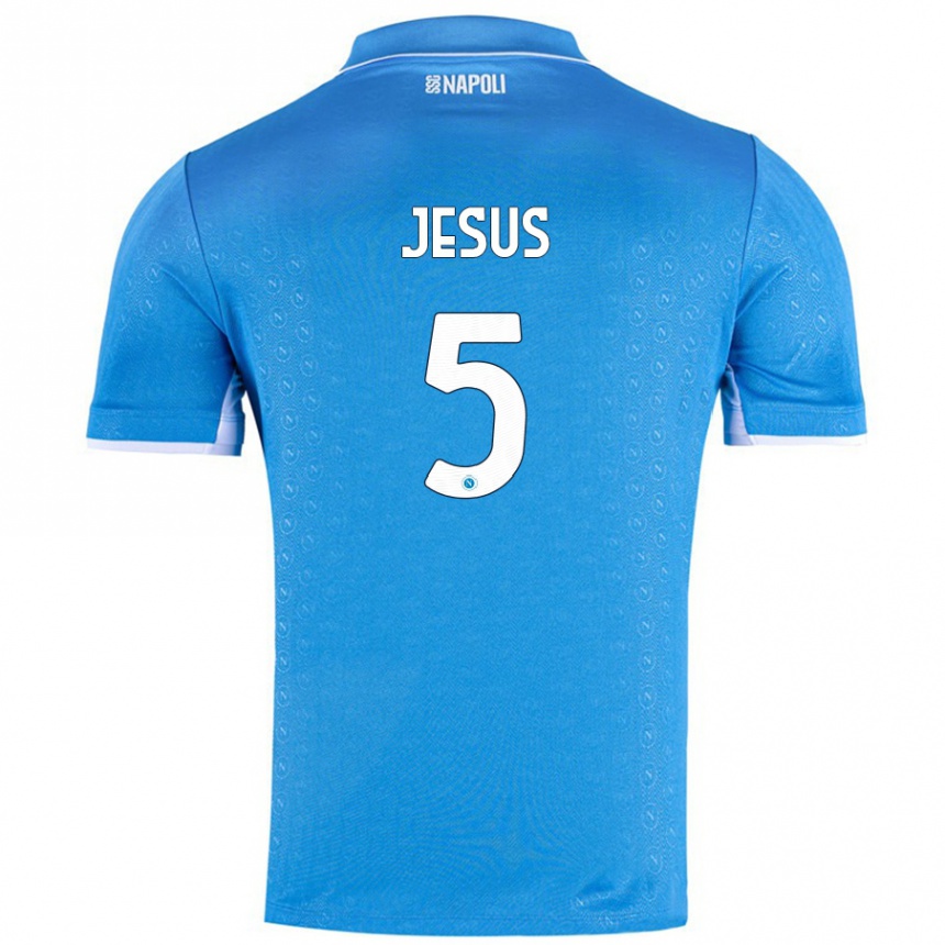 Kids Football Juan Jesus #5 Sky Blue Home Jersey 2024/25 T-Shirt Uk