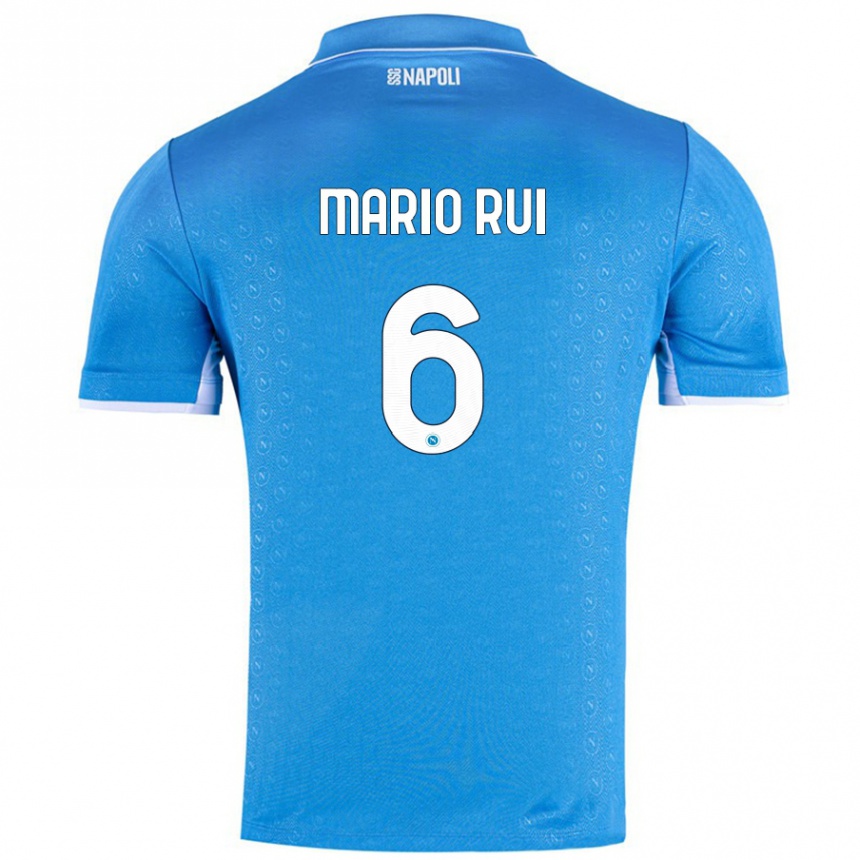 Kids Football Mario Rui #6 Sky Blue Home Jersey 2024/25 T-Shirt Uk