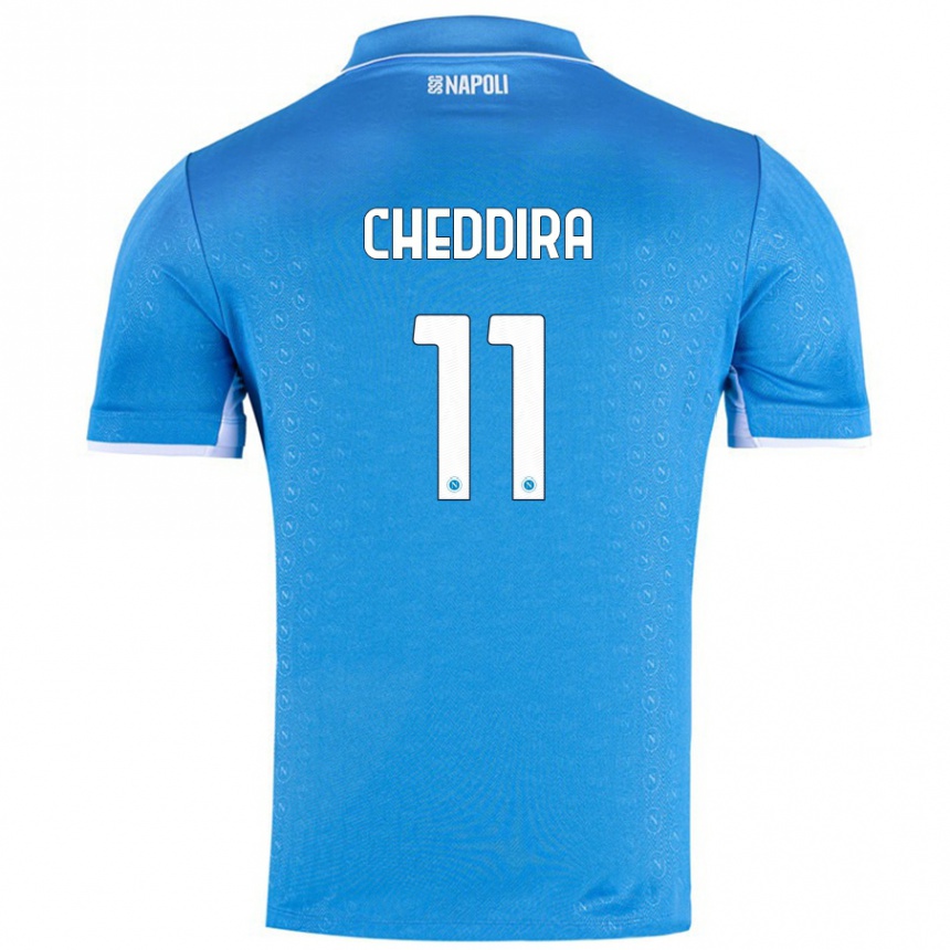 Kids Football Walid Cheddira #11 Sky Blue Home Jersey 2024/25 T-Shirt Uk