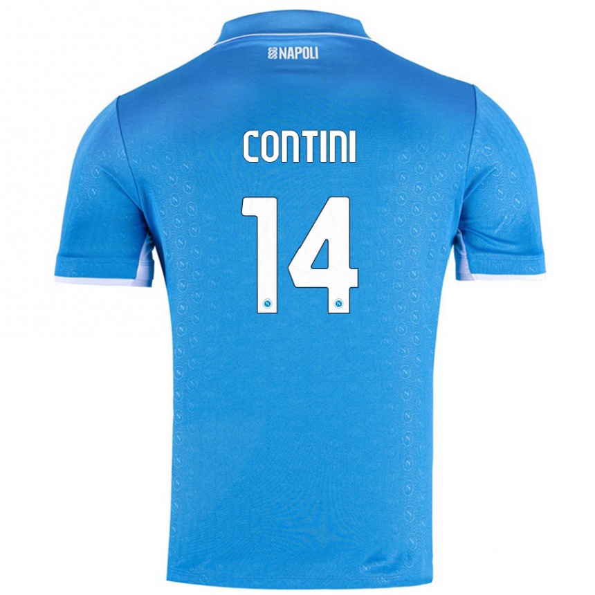 Kids Football Nikita Contini #14 Sky Blue Home Jersey 2024/25 T-Shirt Uk