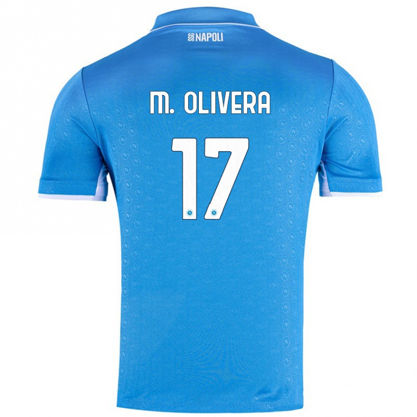 Kids Football Mathias Olivera #17 Sky Blue Home Jersey 2024/25 T-Shirt Uk