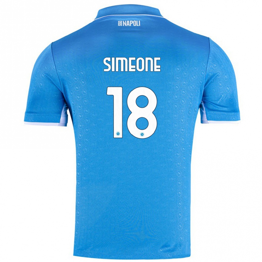 Kids Football Giovanni Simeone #18 Sky Blue Home Jersey 2024/25 T-Shirt Uk