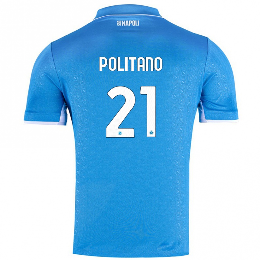 Kids Football Matteo Politano #21 Sky Blue Home Jersey 2024/25 T-Shirt Uk