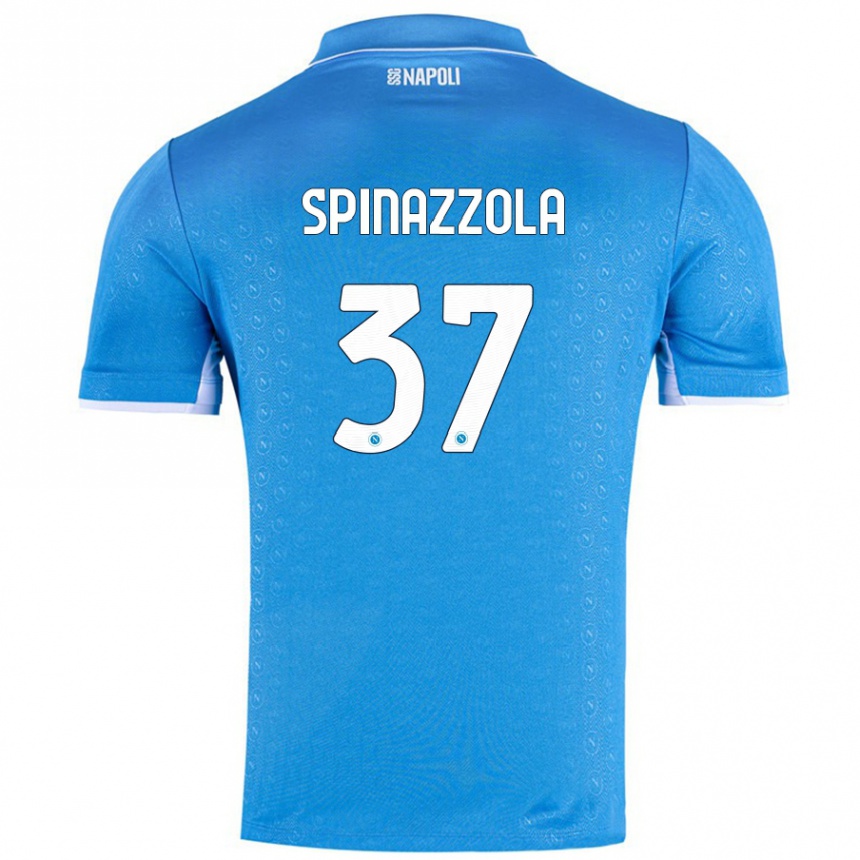 Kids Football Leonardo Spinazzola #37 Sky Blue Home Jersey 2024/25 T-Shirt Uk