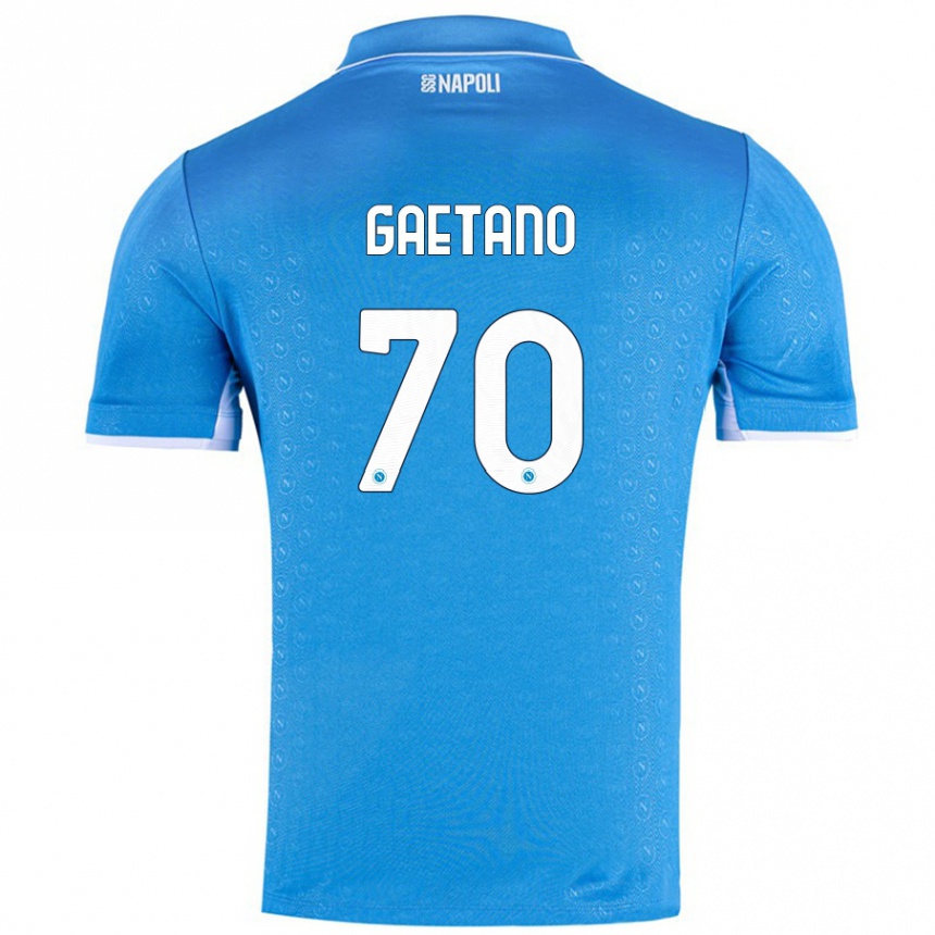 Kids Football Gianluca Gaetano #70 Sky Blue Home Jersey 2024/25 T-Shirt Uk