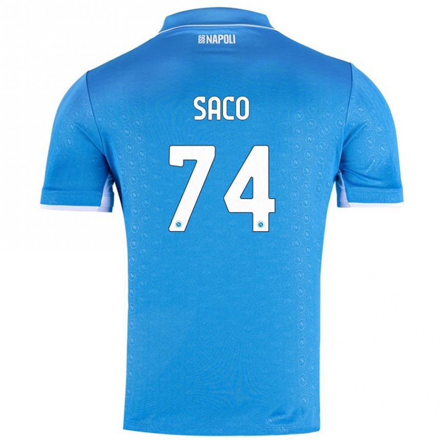 Kids Football Coli Saco #74 Sky Blue Home Jersey 2024/25 T-Shirt Uk