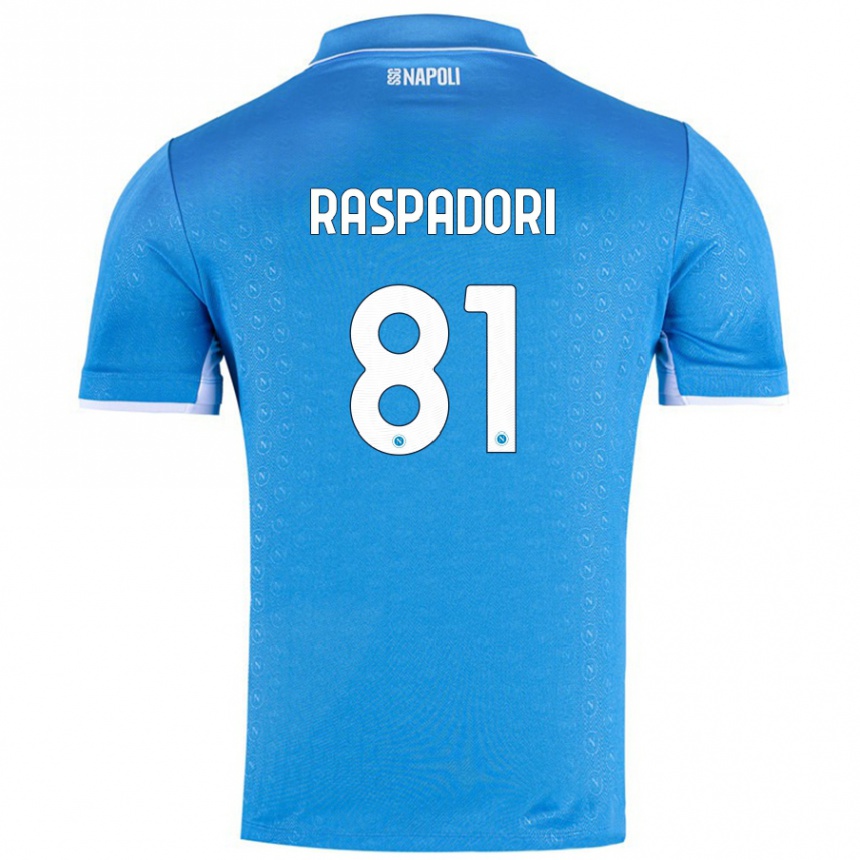 Kids Football Giacomo Raspadori #81 Sky Blue Home Jersey 2024/25 T-Shirt Uk