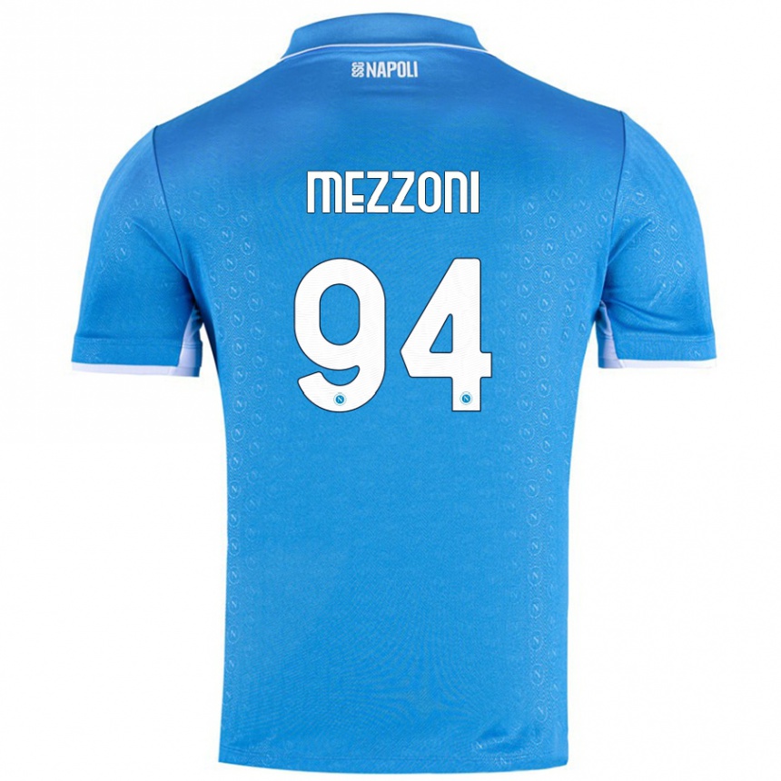 Kids Football Francesco Mezzoni #94 Sky Blue Home Jersey 2024/25 T-Shirt Uk