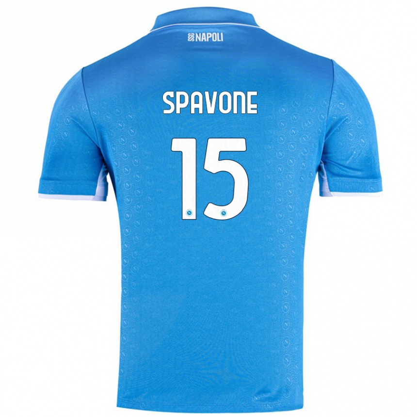 Kids Football Alessandro Spavone #15 Sky Blue Home Jersey 2024/25 T-Shirt Uk