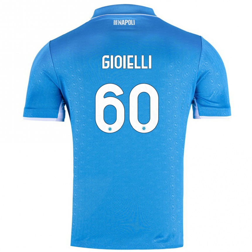 Kids Football Francesco Gioielli #60 Sky Blue Home Jersey 2024/25 T-Shirt Uk