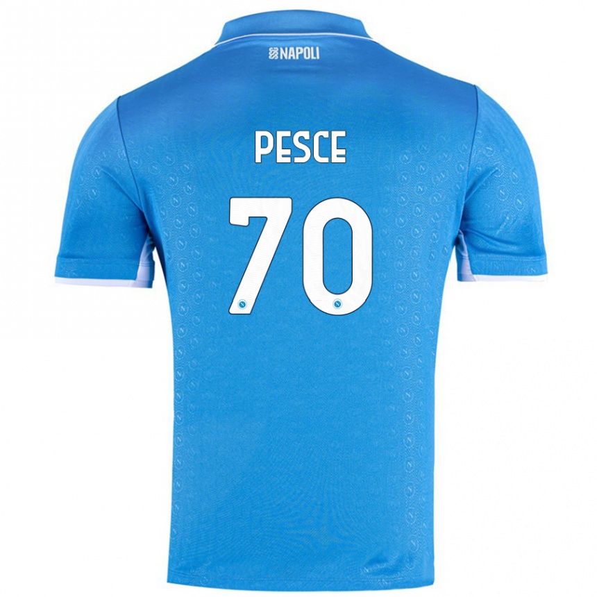 Kids Football Antonio Pesce #70 Sky Blue Home Jersey 2024/25 T-Shirt Uk