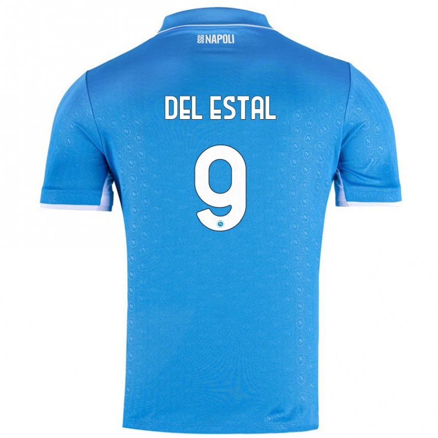 Kids Football Eli Del Estal #9 Sky Blue Home Jersey 2024/25 T-Shirt Uk