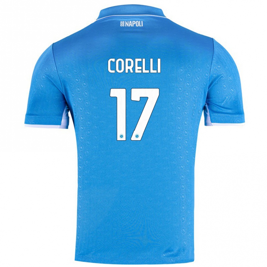 Kids Football Alice Corelli #17 Sky Blue Home Jersey 2024/25 T-Shirt Uk