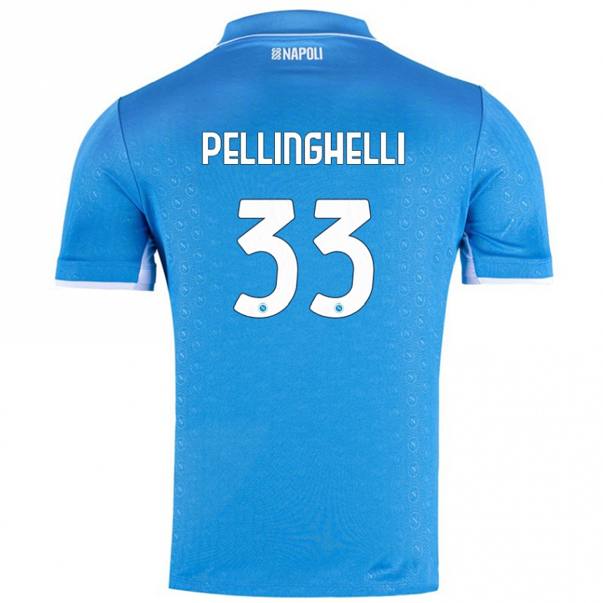 Kids Football Alice Pellinghelli #33 Sky Blue Home Jersey 2024/25 T-Shirt Uk