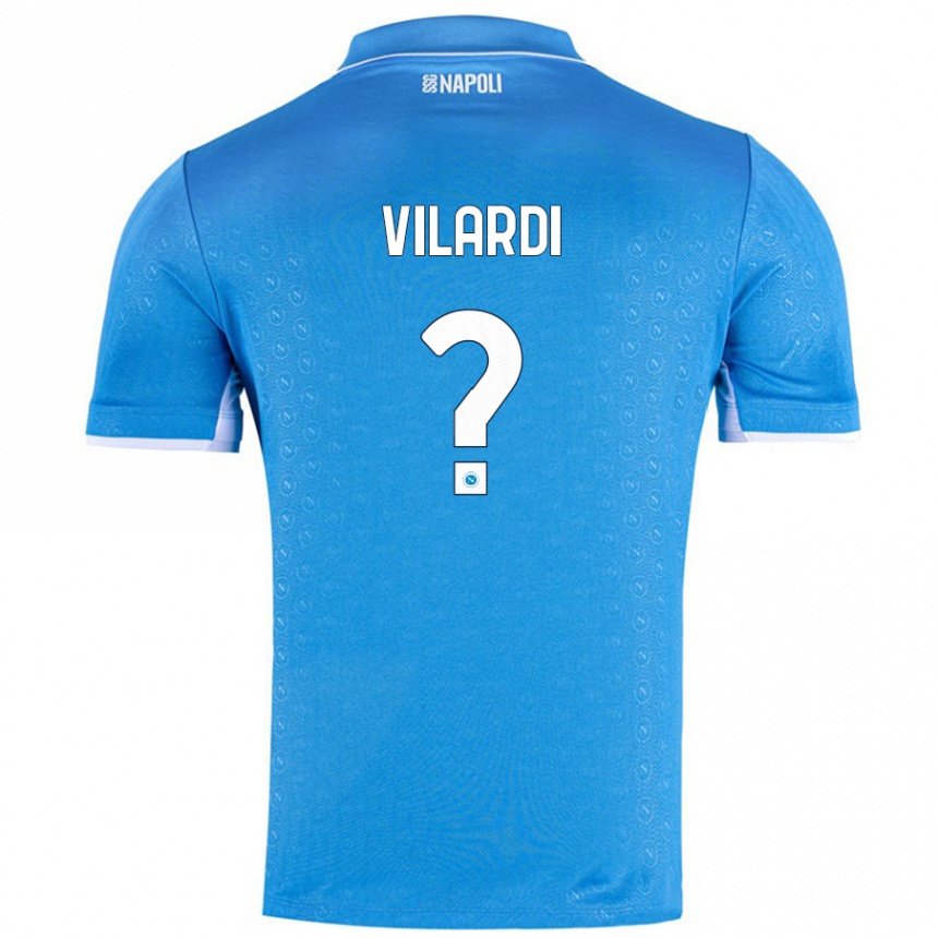 Kids Football Mario Vilardi #0 Sky Blue Home Jersey 2024/25 T-Shirt Uk