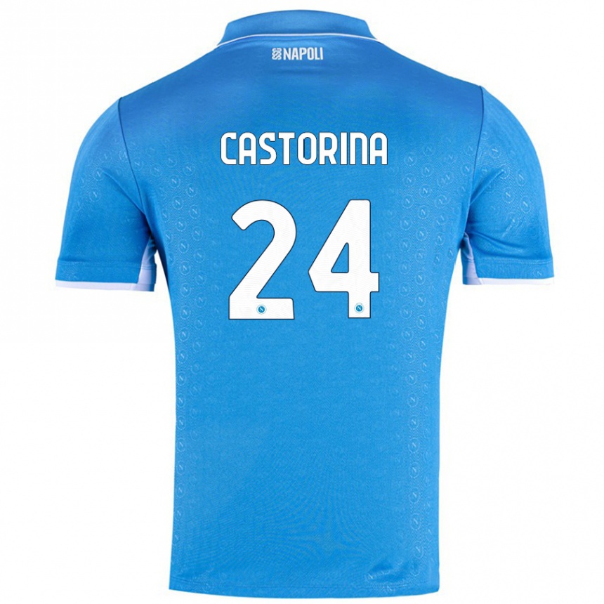 Kids Football Alessandro Castorina #24 Sky Blue Home Jersey 2024/25 T-Shirt Uk