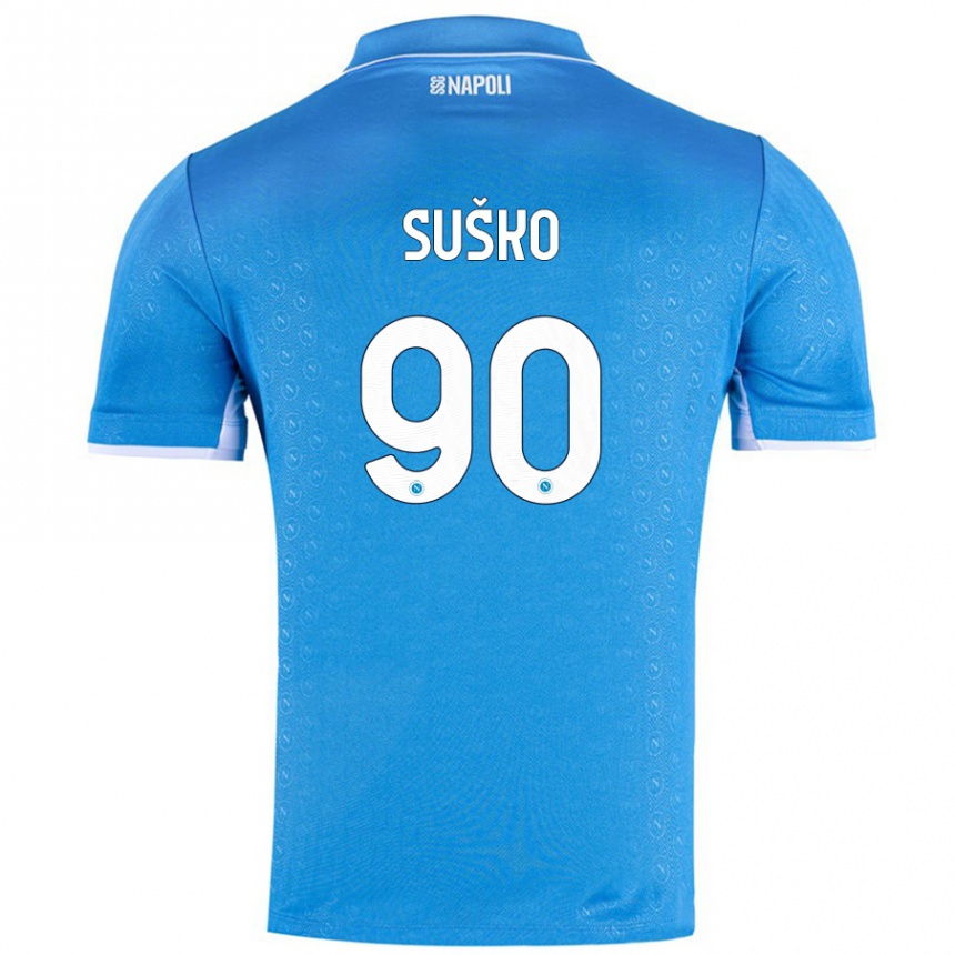 Kids Football Daniel Suško #90 Sky Blue Home Jersey 2024/25 T-Shirt Uk