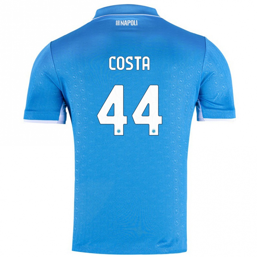 Kids Football Filippo Costa #44 Sky Blue Home Jersey 2024/25 T-Shirt Uk