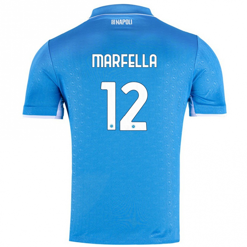 Kids Football Davide Marfella #12 Sky Blue Home Jersey 2024/25 T-Shirt Uk