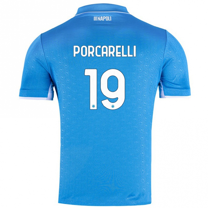 Kids Football Maddelena Porcarelli #19 Sky Blue Home Jersey 2024/25 T-Shirt Uk