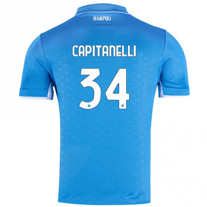 Kids Football Ilaria Capitanelli #34 Sky Blue Home Jersey 2024/25 T-Shirt Uk