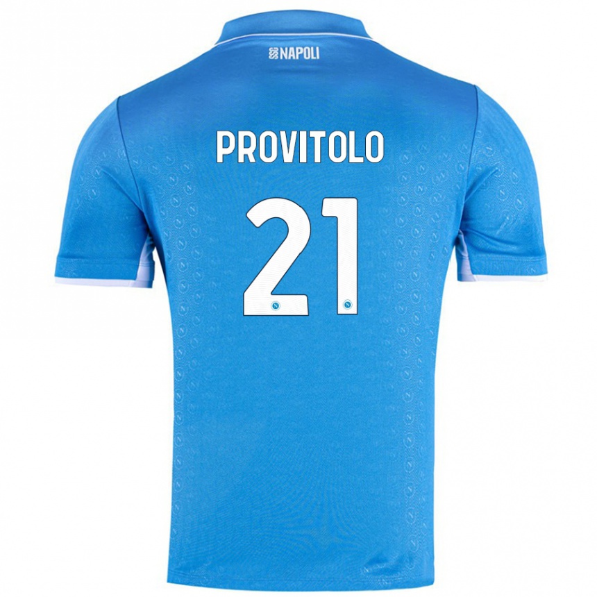 Kids Football Vincenzo Provitolo #21 Sky Blue Home Jersey 2024/25 T-Shirt Uk