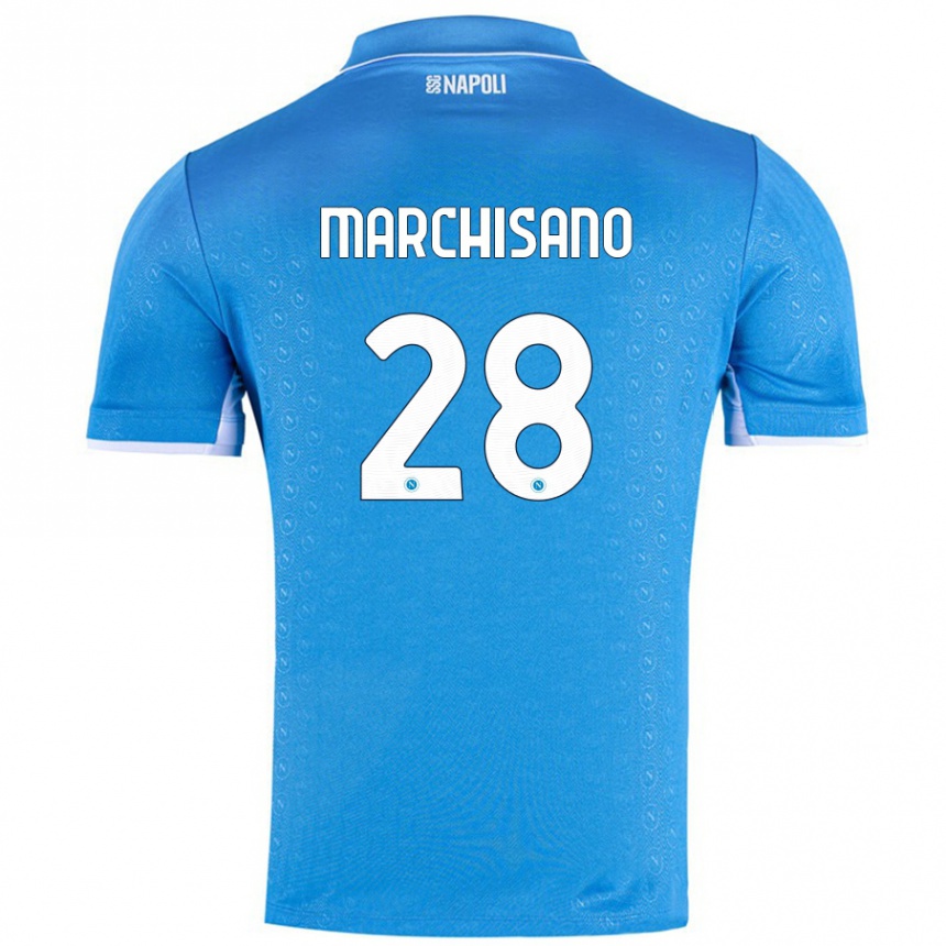 Kids Football Matteo Marchisano #28 Sky Blue Home Jersey 2024/25 T-Shirt Uk