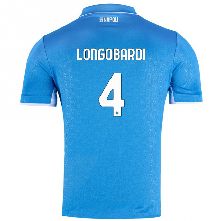 Kids Football Salvatore Longobardi #4 Sky Blue Home Jersey 2024/25 T-Shirt Uk