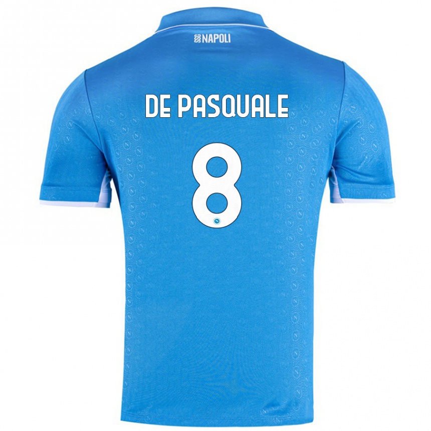 Kids Football Dylan De Pasquale #8 Sky Blue Home Jersey 2024/25 T-Shirt Uk