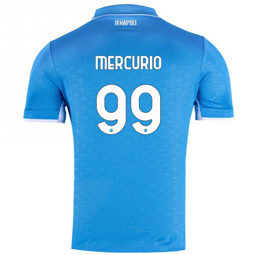 Kids Football Giovanni Mercurio #99 Sky Blue Home Jersey 2024/25 T-Shirt Uk