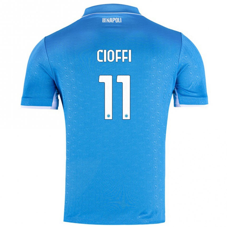 Kids Football Antonio Cioffi #11 Sky Blue Home Jersey 2024/25 T-Shirt Uk