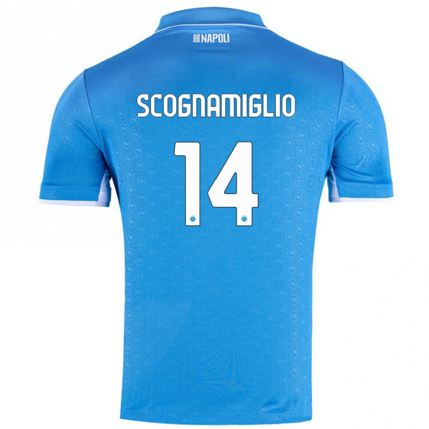 Kids Football Fabio Scognamiglio #14 Sky Blue Home Jersey 2024/25 T-Shirt Uk