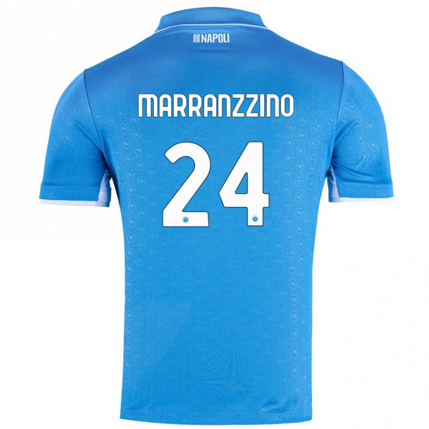 Kids Football Pasquale Marranzzino #24 Sky Blue Home Jersey 2024/25 T-Shirt Uk