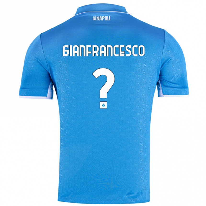 Kids Football Sergio Gianfrancesco #0 Sky Blue Home Jersey 2024/25 T-Shirt Uk