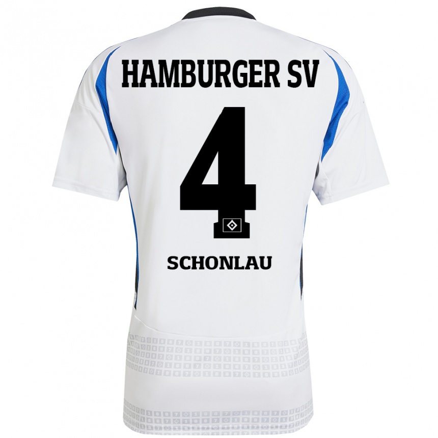 Kids Football Sebastian Schonlau #4 White Blue Home Jersey 2024/25 T-Shirt Uk