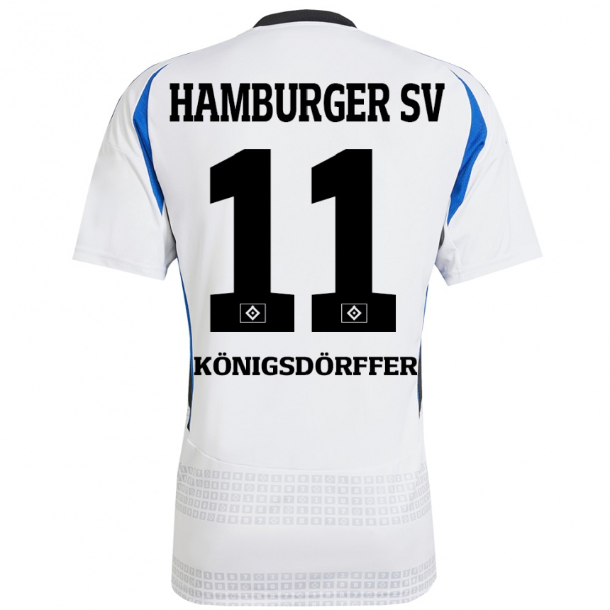 Kids Football Ransford Königsdörffer #11 White Blue Home Jersey 2024/25 T-Shirt Uk