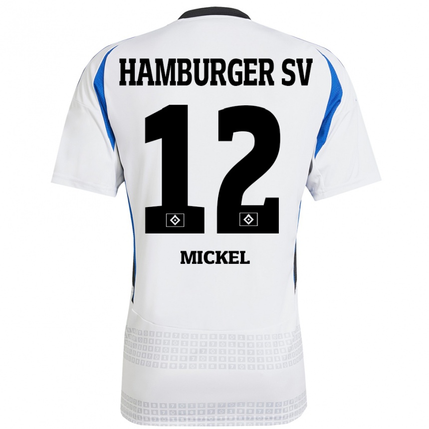 Kids Football Tom Mickel #12 White Blue Home Jersey 2024/25 T-Shirt Uk