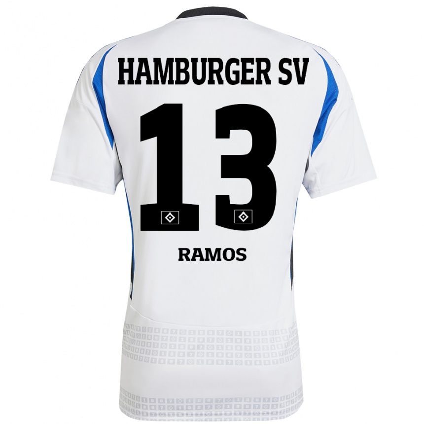 Kids Football Guilherme Ramos #13 White Blue Home Jersey 2024/25 T-Shirt Uk