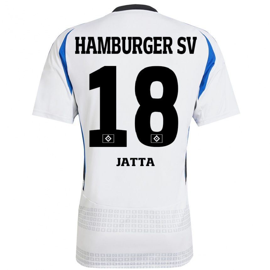 Kids Football Bakery Jatta #18 White Blue Home Jersey 2024/25 T-Shirt Uk