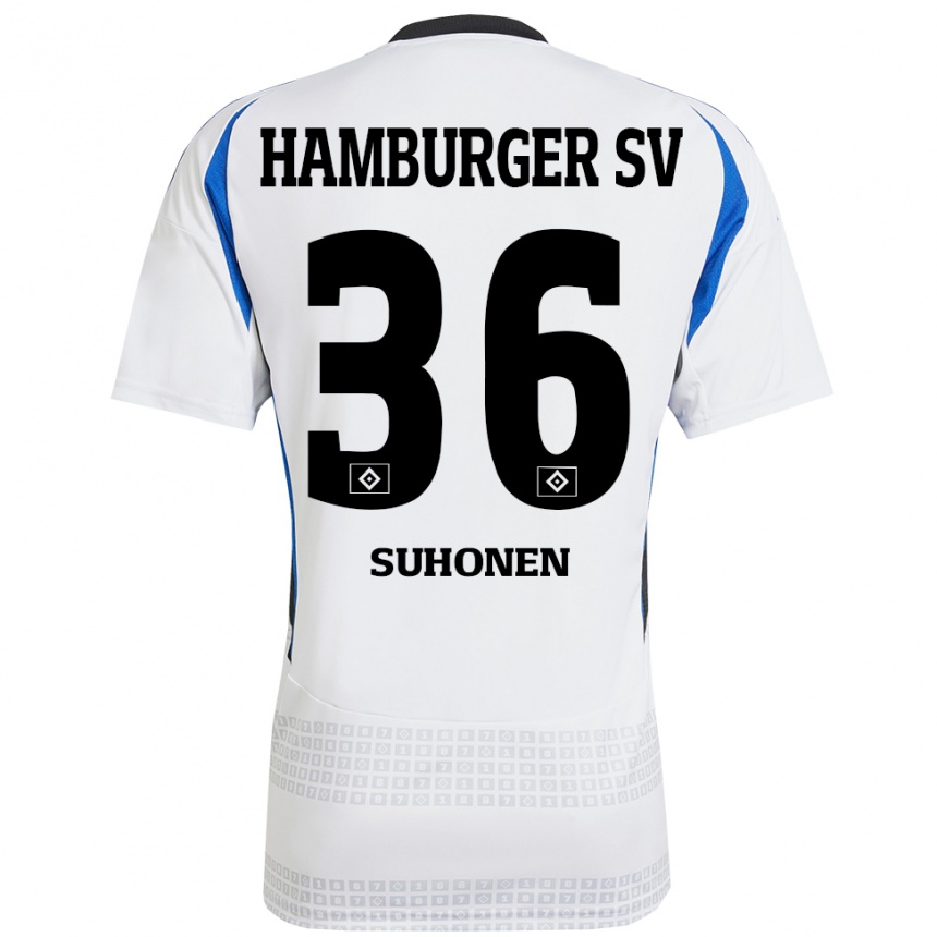 Kids Football Anssi Suhonen #36 White Blue Home Jersey 2024/25 T-Shirt Uk