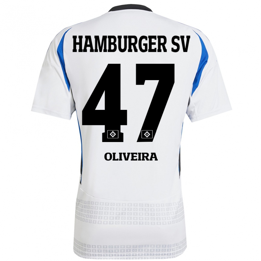 Kids Football Nicolas Oliveira #47 White Blue Home Jersey 2024/25 T-Shirt Uk