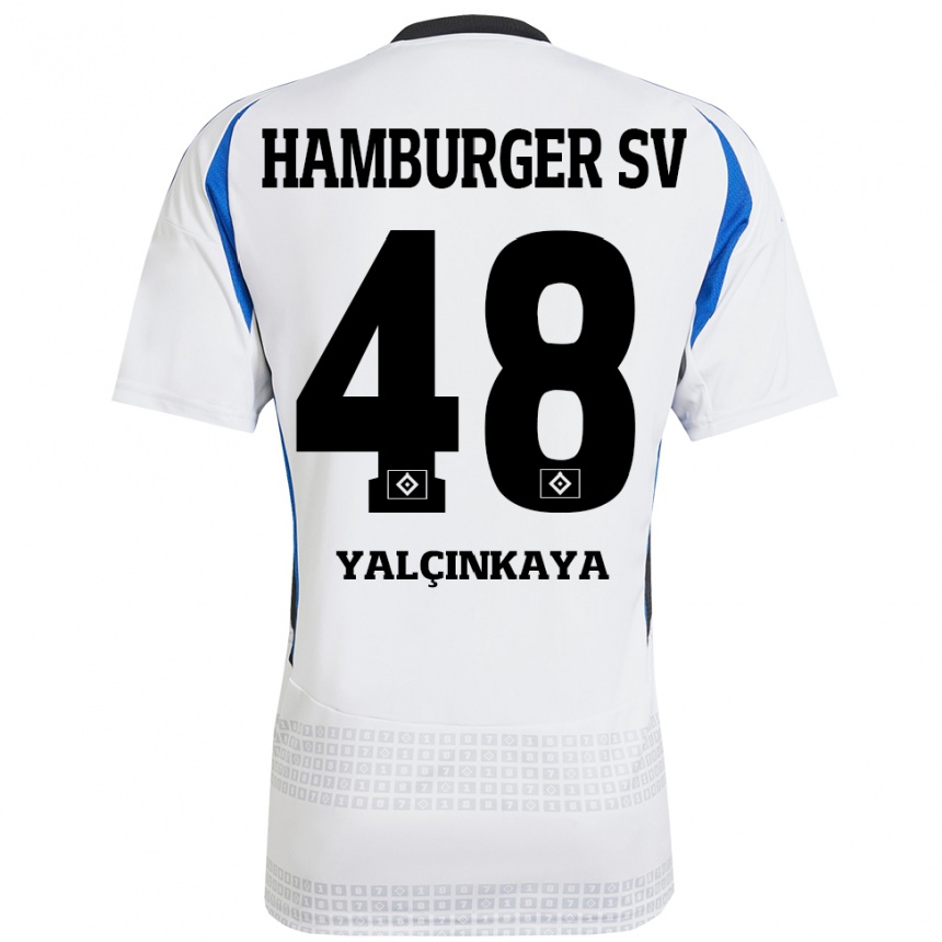 Kids Football Bilal Yalcinkaya #48 White Blue Home Jersey 2024/25 T-Shirt Uk