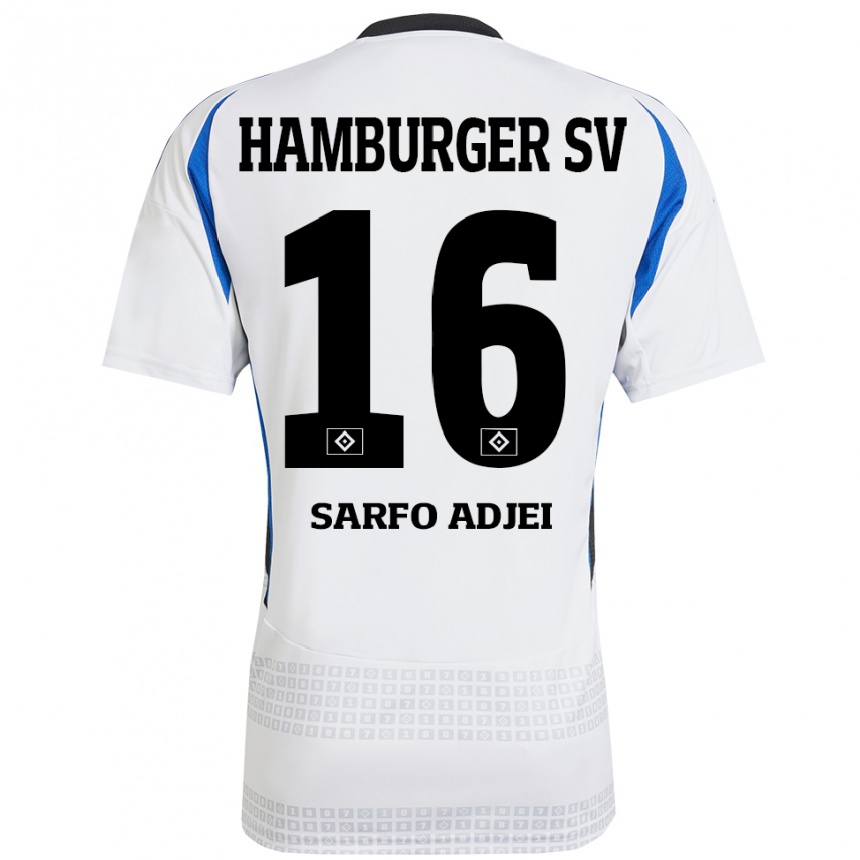 Kids Football Maximilian Sarfo-Adjei #16 White Blue Home Jersey 2024/25 T-Shirt Uk