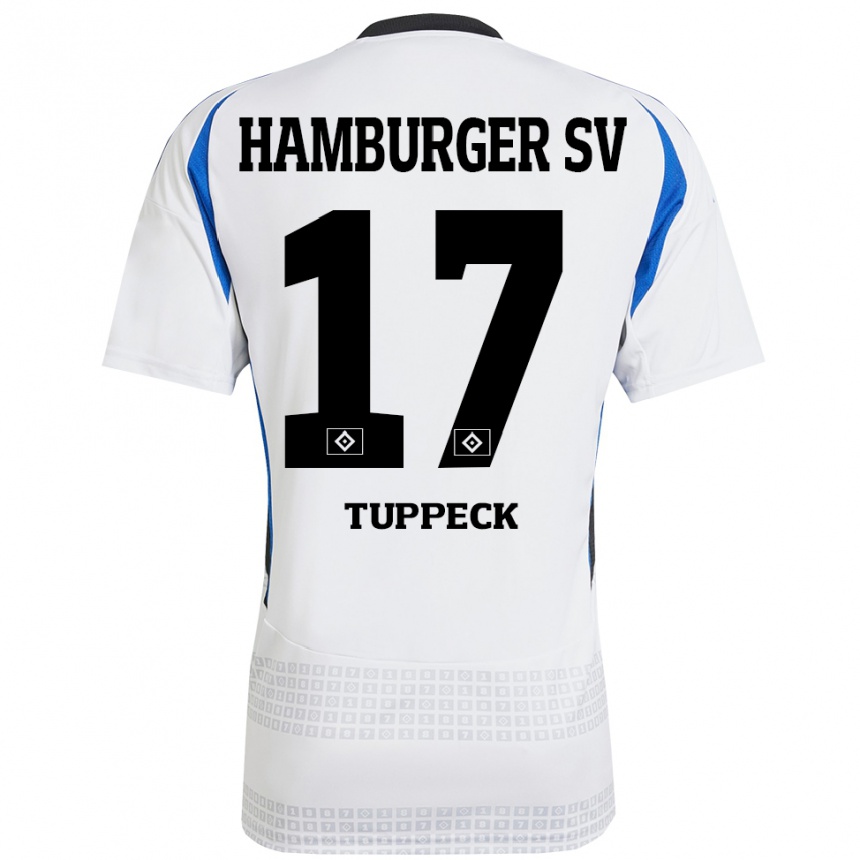 Kids Football Niklas Tuppeck #17 White Blue Home Jersey 2024/25 T-Shirt Uk