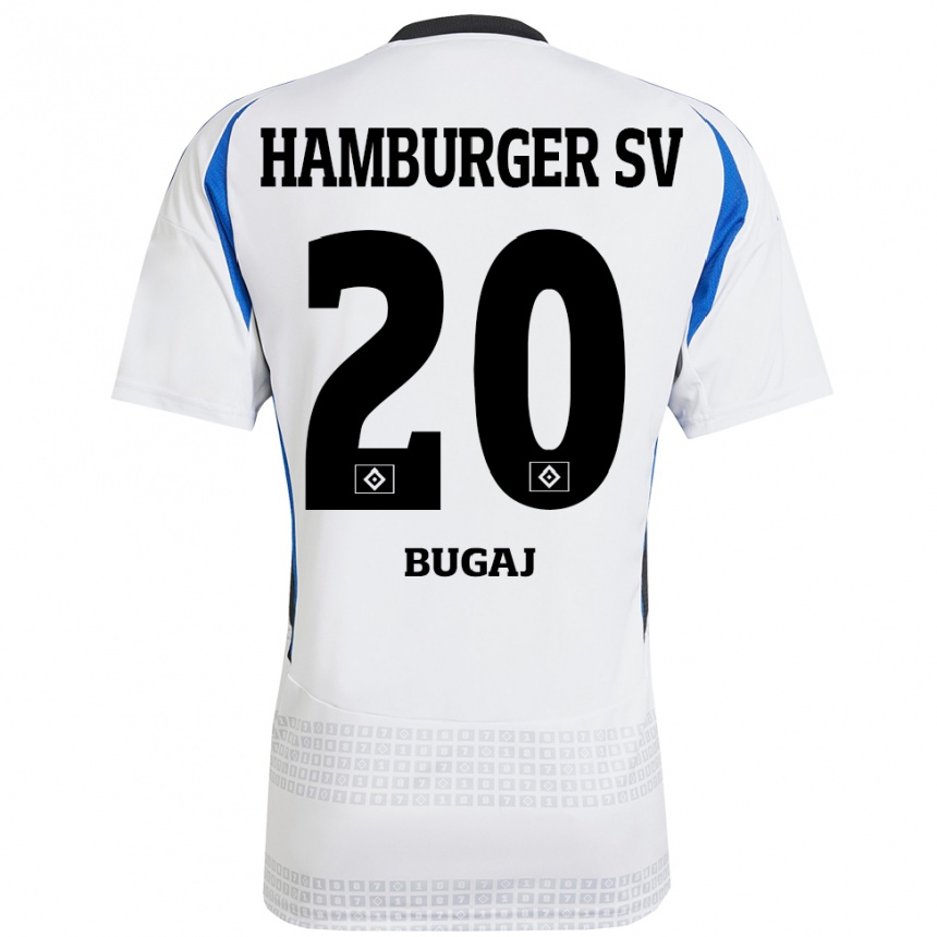 Kids Football Jan-Luca Bugaj #20 White Blue Home Jersey 2024/25 T-Shirt Uk